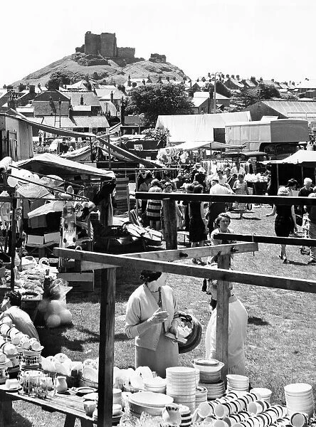 Tuesday is market day in the small seaside resort of Criccieth, Gwynedd, in North Wales