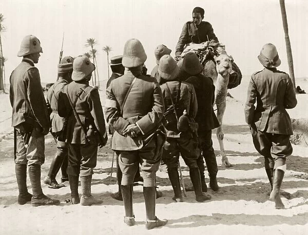 Turco Italian war Italian troops interrogating an arab trader outside Tripoli