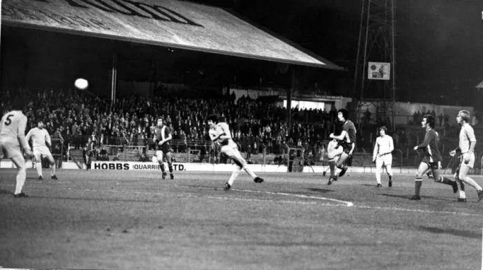 Framed Print : turns and hammers home a super shot after just six minutes of the game v Chesterfield