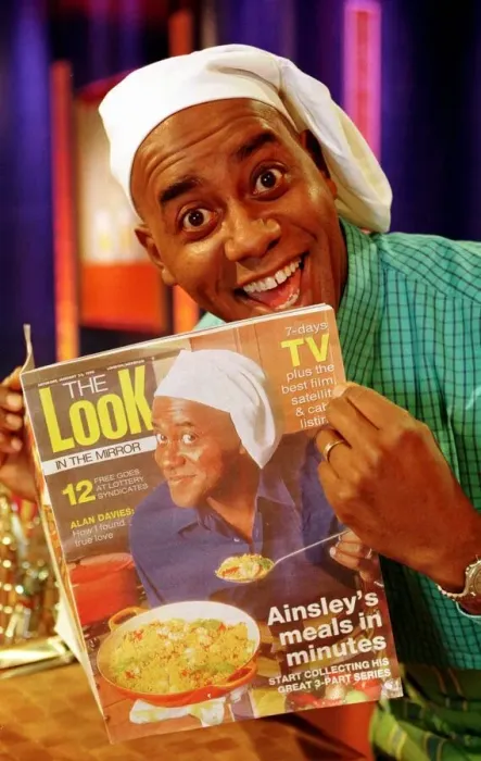 Framed Print : TV chef Ainsley Harriott with Mirror Look mag Jan 1998 Framed Print : TV chef Ainsley Harriott with Mirror Look mag Jan 1998
