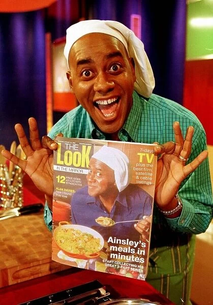 TV chef Ainsley Harriott with Mirror Look mag Jan 1998