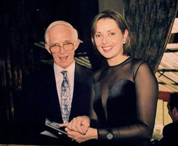 TV presenter Carol Vorderman with one of her old headmasters Frank Ashworth