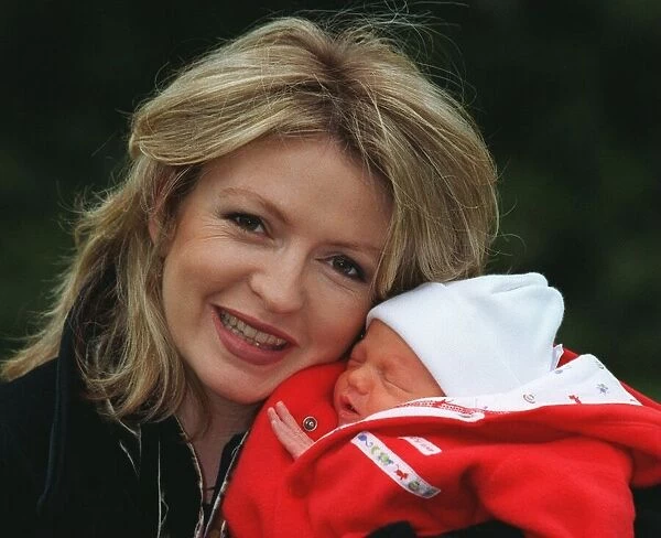 TV presenter Caron keating with her new born son gabrielle