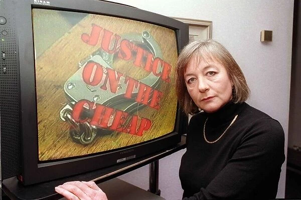 TV Presenter Jane Franchi February 1999 Justice on the cheap on TV screen