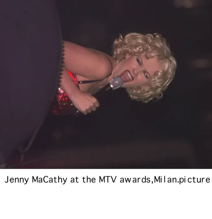 Framed Print : Tv Presenter Jenny MaCathy November 1998 hosting the MTV Europe music awards in