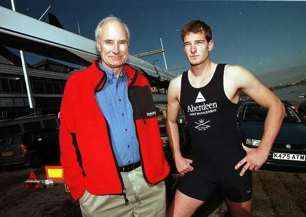 TV Presenter Peter Snow and son Daniel March 1999 by the river Thames at Putney
