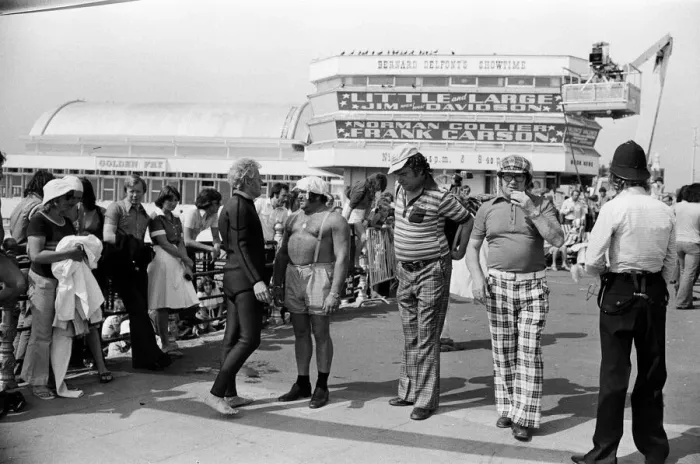 Framed Print : TV stars in Blackpool, Lancashire. August 1977. Danny La Rue and Les Dawson