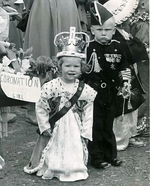 Twins aged three Heather Garrett as the Queen and brother Stephen as the Duke of