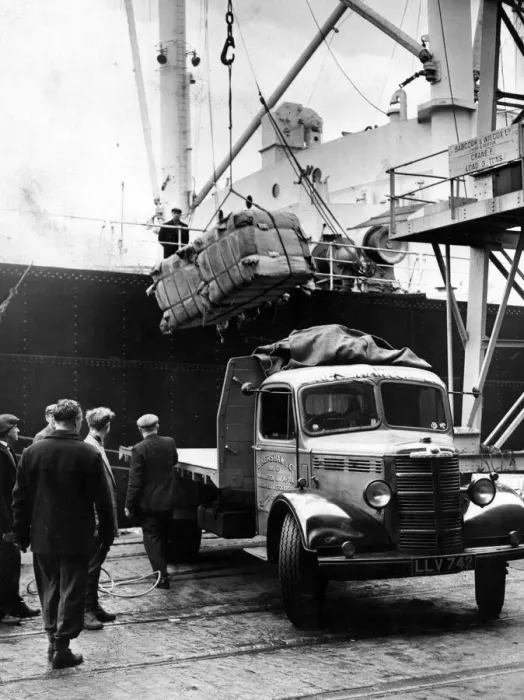 Framed Print : After a two-day wait this lorry is unloaded at Gladstone Dock with freight for New Framed Print : After a two-day wait this lorry is unloaded at Gladstone Dock with freight for New