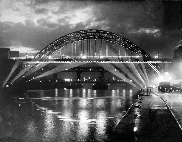 Framed Print : The Tyne Bridge iilluminated at night c. 1969 Framed Print : The Tyne Bridge iilluminated at night c. 1969
