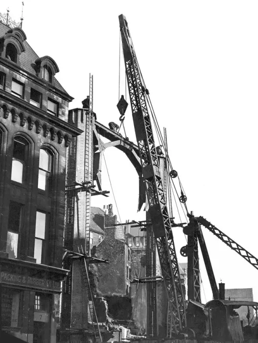 Framed Print : The Tyne Bridge, Newcastle seen here during its construction Framed Print : The Tyne Bridge, Newcastle seen here during its construction