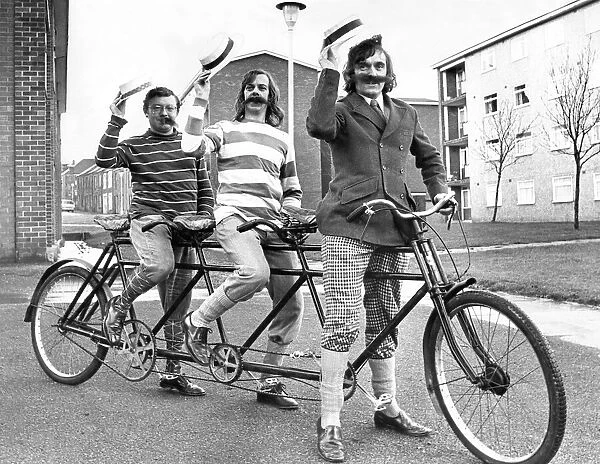 Three Tynside men have borrowed a 70 year old triplet cycle t for an outing with a