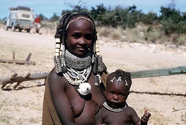Typical native woman of southern Angola with her child