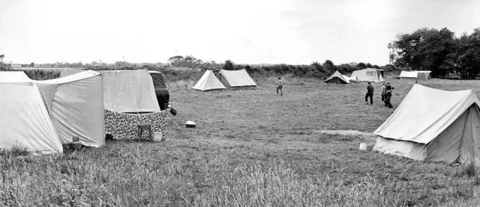 Framed Print : A typical unlicensed camping site in Northumberland in the 1970s