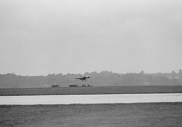 Two U. S. A. F F111 aircraft fly into U. S. A. F, Heyford. Colonel G