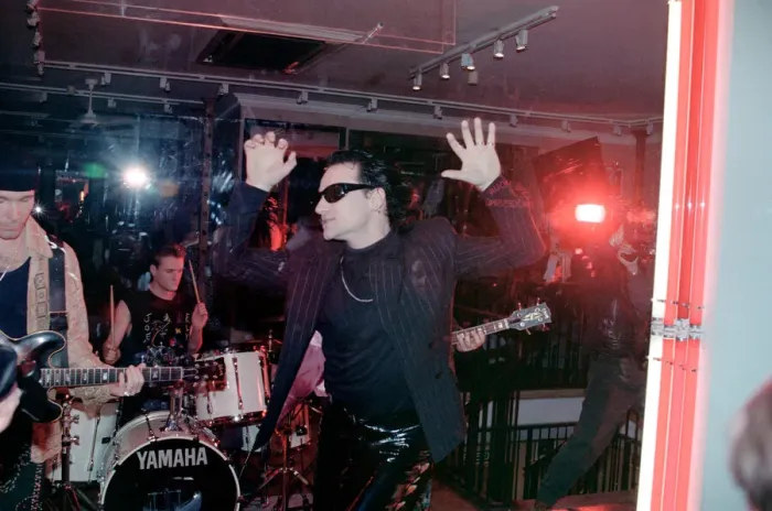 Framed Print : U2 filming the video for their single Even Better Than the Real Thing Framed Print : U2 filming the video for their single Even Better Than the Real Thing