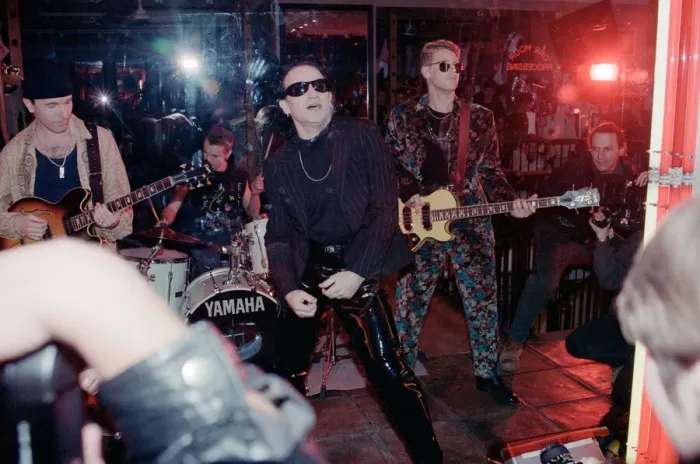 Framed Print : U2 filming the video for their single Even Better Than the Real Thing Framed Print : U2 filming the video for their single Even Better Than the Real Thing