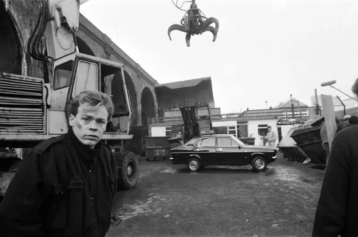 Framed Print : UB40 filming a video film in a scrapyard. The video film will feature songs from their Framed Print : UB40 filming a video film in a scrapyard. The video film will feature songs from their
