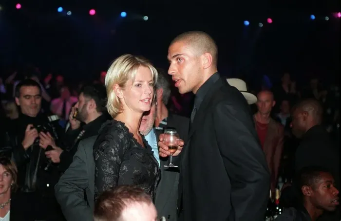 Framed Print : Ulrika Jonsson and Stan Collymore Febuary1998 at The 1998 Brit Awards