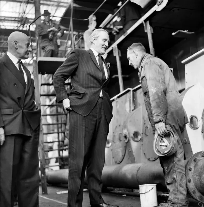 Framed Print : Ulster Prime Minister Mayor James Chichester Clark visits Halland and Wallf shipyard