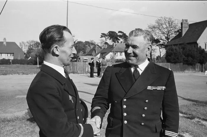 Framed Print : Un-named Free French Naval officers at their barracks in Southern England 5th May 1944