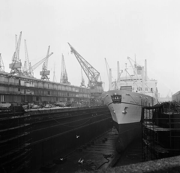 Unemployed and views of Liverpool, 30th November 1962. Docks on the Mersey