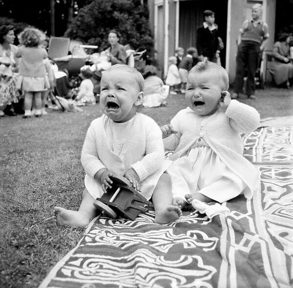 The unhappy couple Two small babies seen here crying at a London nursery June 1952