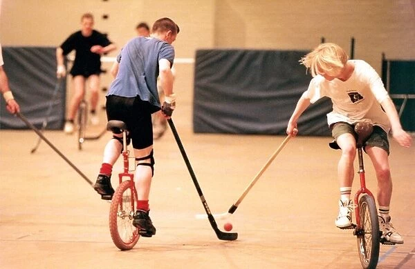 Unicycle action at Gateshead College sports centre