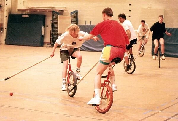 Unicycle action at Gateshead College sports centre
