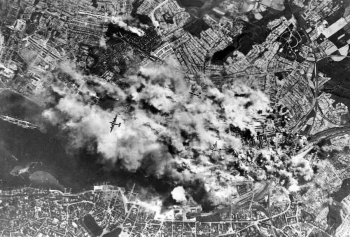 Framed Print : United States Eight Air Force attacks the U-boat and shipbuilding yards at Kiel, Germany Framed Print : United States Eight Air Force attacks the U-boat and shipbuilding yards at Kiel, Germany