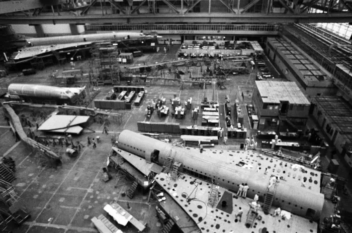 Framed Print : The two unsold Concordes under construction at Filton. 21st September 1977 Framed Print : The two unsold Concordes under construction at Filton. 21st September 1977