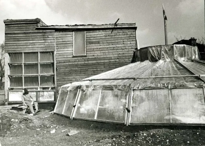 Framed Print : Unusual House March 1973 27 years old Graham Caine who is building the natural home