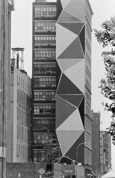 Unusual sided building in New York, USA, June 1984