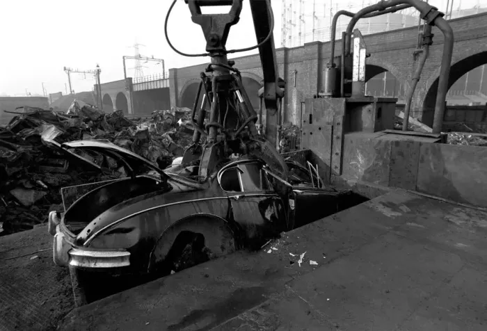 Framed Print : Unusual  /  Suit  /  Bowler Hat: Man Scraps Jaguar Car: On the other hand, Sales Director Mr