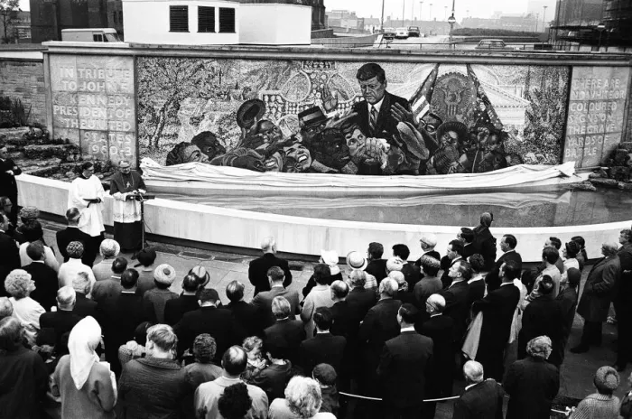 Framed Print : Unveiling of President Kennedy 160, 000 piece memorial mosaic, located in Kennedy Gardens Framed Print : Unveiling of President Kennedy 160, 000 piece memorial mosaic, located in Kennedy Gardens