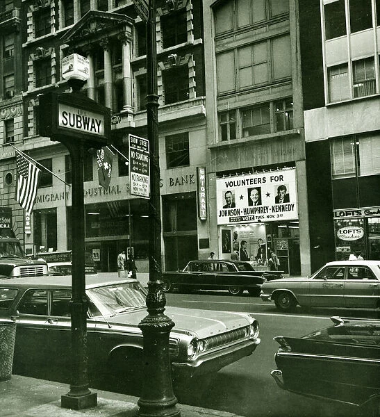 USA New york street scenes cars parked on the street October 1964