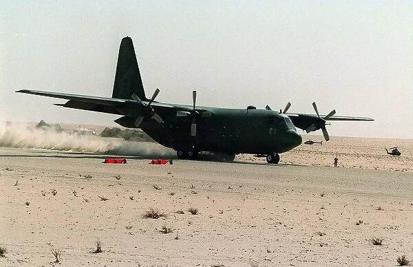 USAF MAC (Military Airlift Command) C130 Hercules Nov 1990 commencing its take off run