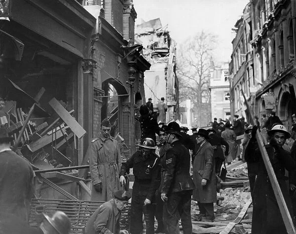 V2 bomb damage in England during World War Two. November 1944