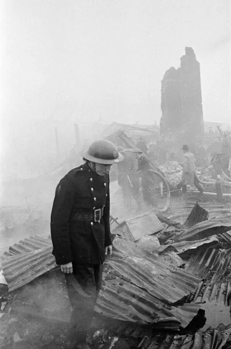Framed Print : V2 Rocket incident at a brush factory, High Street, Waltham Cross. OPS N. F Framed Print : V2 Rocket incident at a brush factory, High Street, Waltham Cross. OPS N. F