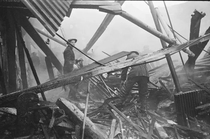 Framed Print : V2 Rocket incident at a brush factory, High Street, Waltham Cross. OPS N. F Framed Print : V2 Rocket incident at a brush factory, High Street, Waltham Cross. OPS N. F