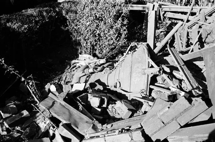 Framed Print : V2 Rocket incident at Tewkesbury Terrace, Bounds Green Road, Southgate