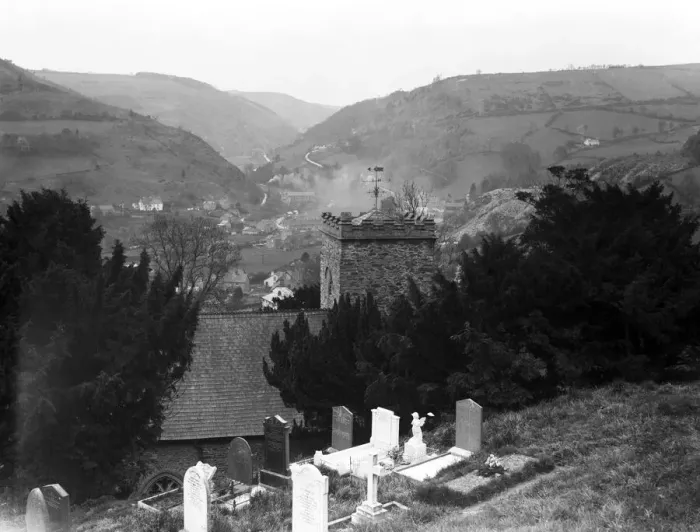 Framed Print : Vale of Ceiriog from Glyn Church, North Wales. May 1932 Framed Print : Vale of Ceiriog from Glyn Church, North Wales. May 1932