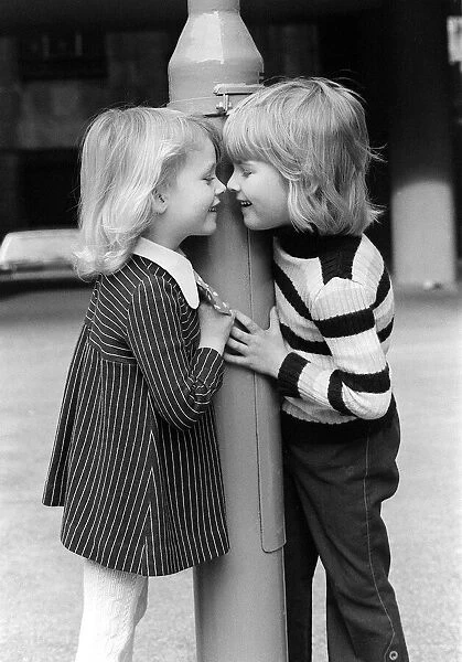 Valentines Day Kiss Children Feb 1973 4 year olds Stephen Simson