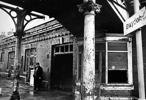 The vandalised and derelict Blaydon Railway Station on 19th January 1977