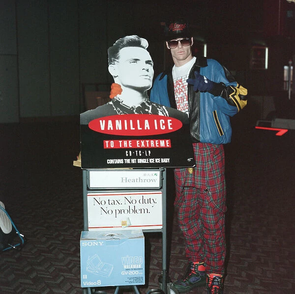 Vanilla Ice at Heathrow Airport. 6th December 1990