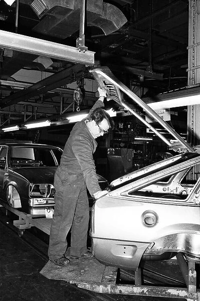 Vauxhall car worker Ken Brown on the assembly line at the Vauxhall factory in Luton