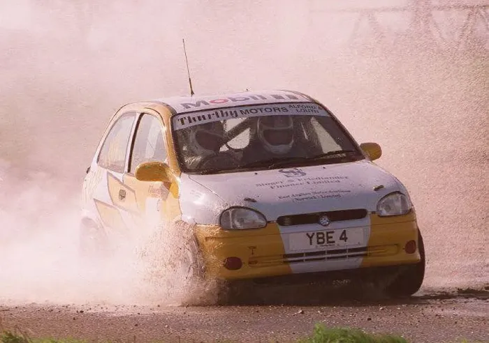  : A Vauxhall Corsa rally sports car March 1998 Being driven by Actress Glenda McKay