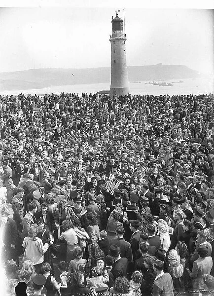 VE Day celebration in Plymouth at the end of WW2. 1945