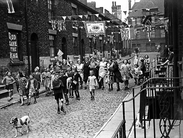 VE Day celebrations in the back streets of Manchester n to mark the Allied victory in