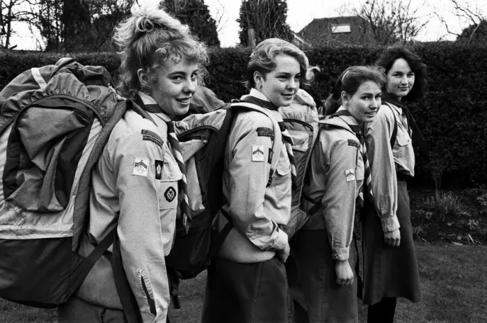 Framed Print : These four venture scouts from the 41st St Phillis group at Birchencliffe are off to Framed Print : These four venture scouts from the 41st St Phillis group at Birchencliffe are off to